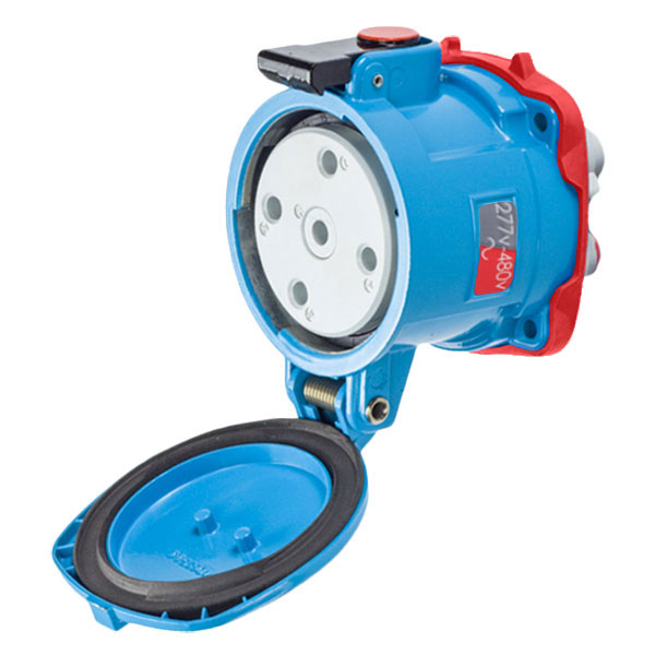 37-64247-C-K04 - DS100C RECEPTACLE METAL BLUE SIZE 4 TYPE 3R 3P+N+G 100A 277/480 VAC 60 Hz NO AUX